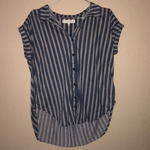 short sleeve blue stripe button down size small
